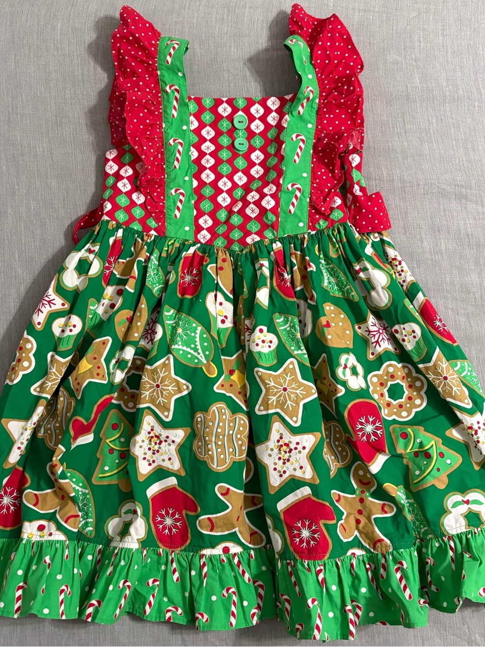 Eleanor Rose Aria Dress Girls 8-10 Christmas Gingerbread Candy Cane Ruffle